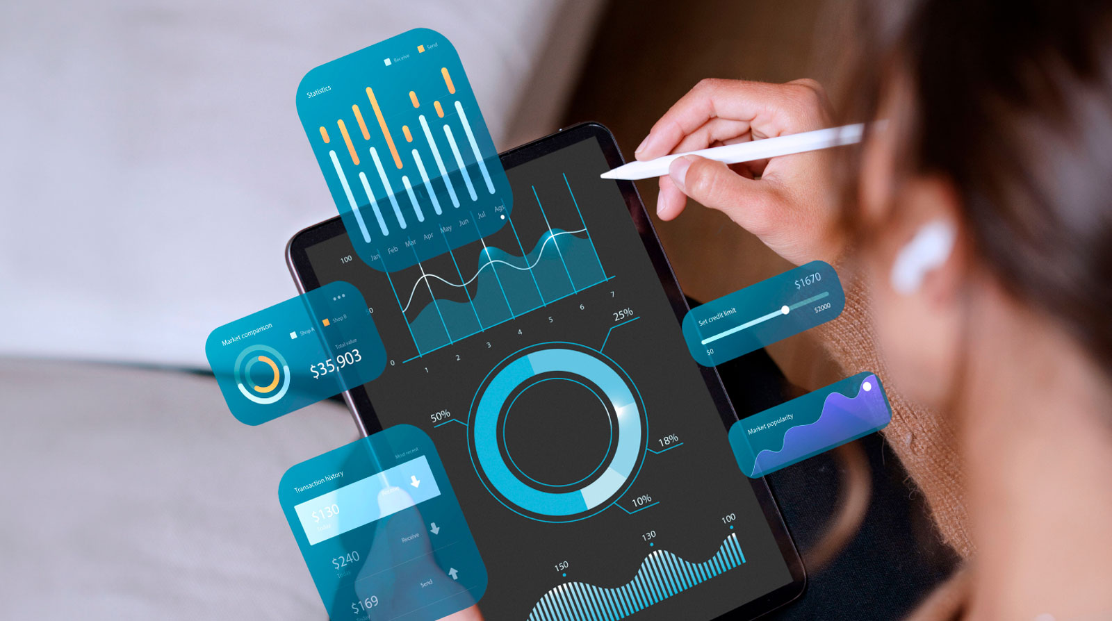 tablet mostrando software de gestão de TI